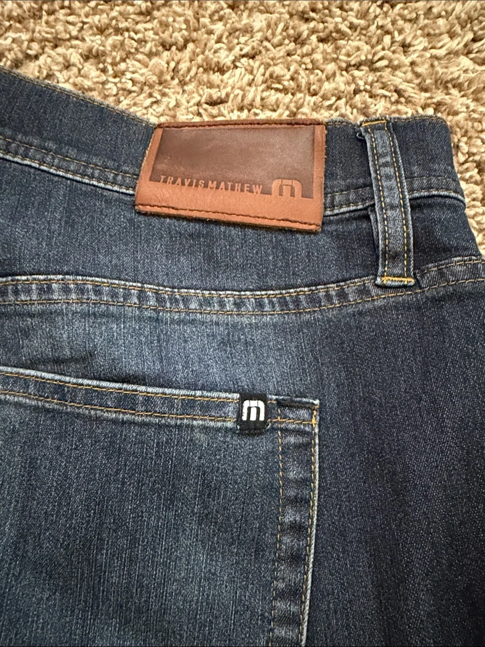 Travis Mathew Men's Relaxed Jeans - Dark Blue Wash